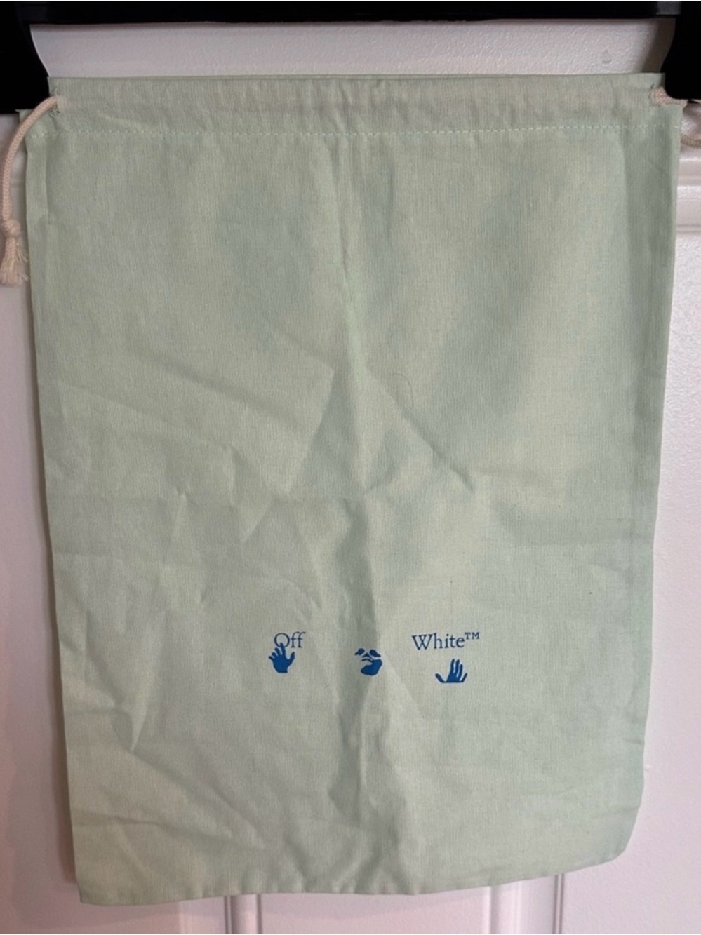 Off-White Mint Green Drawstring Logo Dust Bag